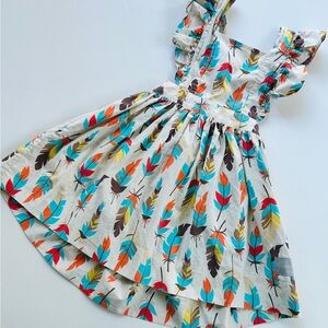 Colorful Feather Print Kids Dress Jumper Thansgiving Eleanor Rose